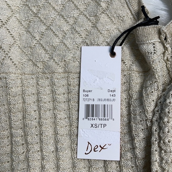 NEW Dex Wool-blend Beige Lurex Longline Open Vest - Picture 6 of 7